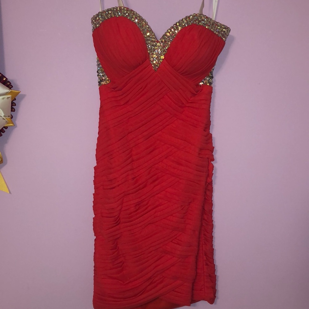 Strapless Jovani homecoming dress